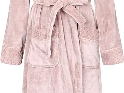Richie House Women's Plush Soft Warm Fleece Bathrobe